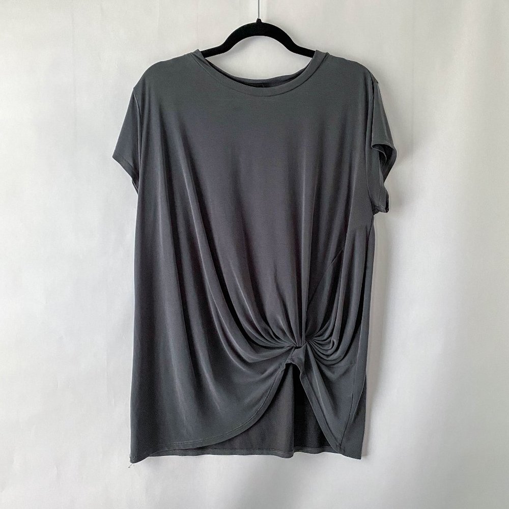 Velvety Botanique Knotted Hem Blouse